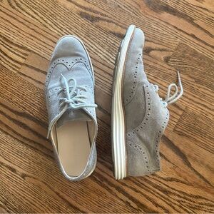 Cole Haan women’s size 8 B Oxford suede gray white bottom loafers